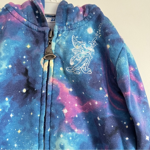 Disney Parks 2017 Galaxy Print Full Zip Hoodie Blue Purple Girls XXS - Picture 2 of 10
